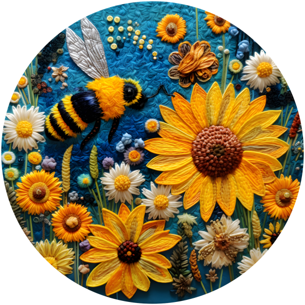 Bee in a Field of Flowers Metal Sign - Made in USA Hot on Sale