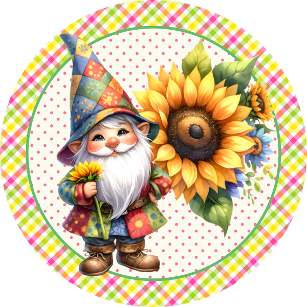 Gnome with Sunflower Metal Sign - Made in USA Online Sale