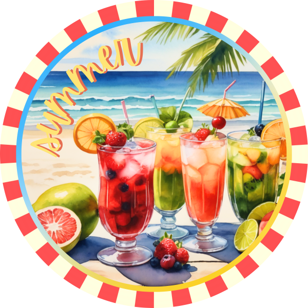Summer Refreshment Drinks Metal Sign - Made in USA For Cheap