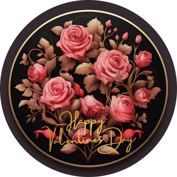 Happy Valentine s Day Rose Flower Metal Sign - Made in USA For Discount
