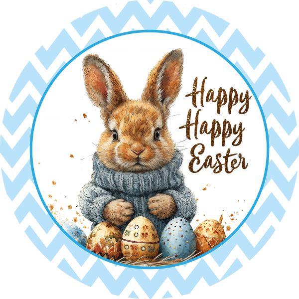 Happy Easter Bunny Rabbit Metal Sign - Made in USA Cheap