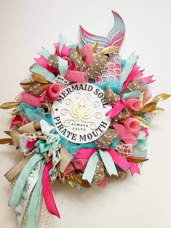 Welcome Mesh Ribbon Wreath - Made By Designer Genine Online Hot Sale